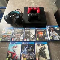playstation 4 pro con  joystick, cuffie e giochi