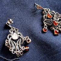 ORECCHINI IN FILIGRANA D'ARGENTO ED AMBRA 