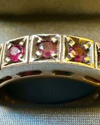 Anello veretta in oro 14k e rubini