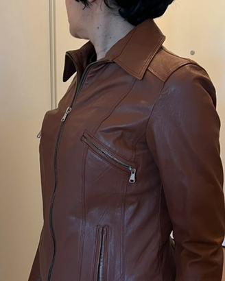 Giacca donna di pelle marrone
