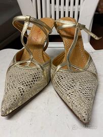 Sandali Sabot dorati donna Vera pelle con tacchi