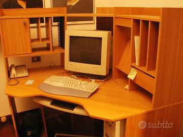 MOBILE ANGOLARE PER PC WORKSTATION LEGNO