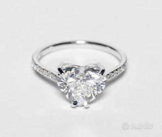 💎 ANELLO DIAMANTE LAB 3.03ct - Cuore F VS1 - Nuovo
