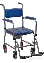 Sedia Comoda WC imbottita con rotelle per anziani