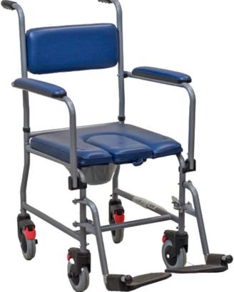 Sedia Comoda WC imbottita con rotelle per anziani