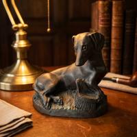 Scultura cane bassotto vintage in metallo