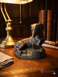 Scultura cane bassotto vintage in metallo