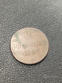 moneta 3 pfennige 1837 - Sassonia 
