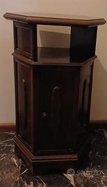 MOBILETTO/TAVOLINO ESAGONALE IN LEGNO DI NOCE