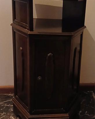 MOBILETTO/TAVOLINO ESAGONALE IN LEGNO DI NOCE