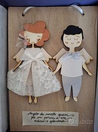 quadretto sposini novelli artigianale PICA