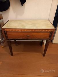 2 comodini e cassettiera  legno / radica