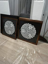 Pizzo fatto a mano in cornice