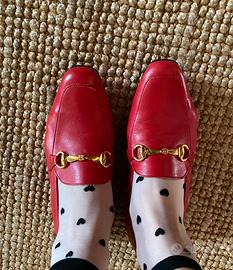 Mocassini donna rossi in pelle