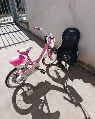 Bici x bambina, e sedile porta bimbi