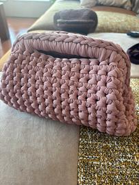 Clutch bag rosa beige fatta a mano