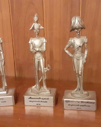 6 statue d'epoca in peltro arma dei carabinieri 