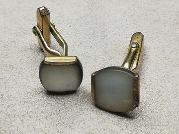 VINTAGE  GEMELLI PLACCATI IN ORO – MADREPERLA