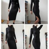 Vestito lungo colo alto nero hm