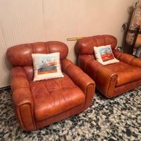 Coppia di poltrone in pelle
