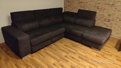 Divano letto angolare con pouf contenitore destro