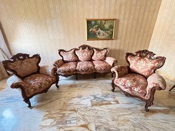 Salotto Classico Vintage – Divano + 2 Poltrone