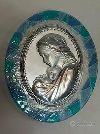 Quadro Madonna in Argento e Cornice vetrofusione