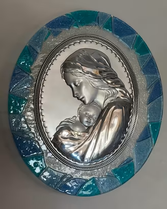 Quadro Madonna in Argento e Cornice vetrofusione
