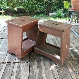 Sgabelli industriali Vintage (2) legno anni 50