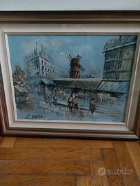 4 Quadri dipinti su tela + 2 specchi