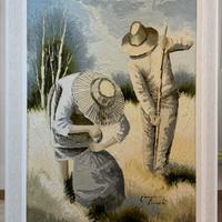 Quadro olio su tela Giampietro Tugnoli, contadini
