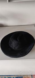 Cappello fedora feltro pelo lungo spazzolato nero