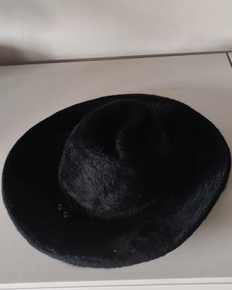 Cappello fedora feltro pelo lungo spazzolato nero