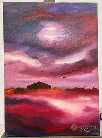 Quadro ad olio su tela M. Arseni 50x70 paesaggio