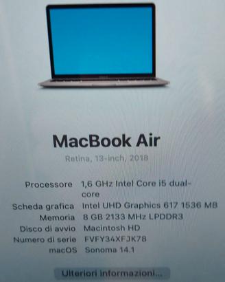 Mac Book air, retina 13 pollici