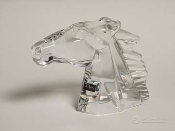 Scultura Busto Testa Cavallo Stallone Cristallo