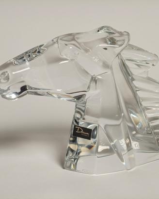 Scultura Busto Testa Cavallo Stallone Cristallo