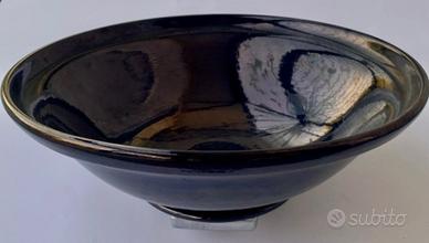 MPMelandri Faenza-Coppa ceramica lustro nero 26 cm