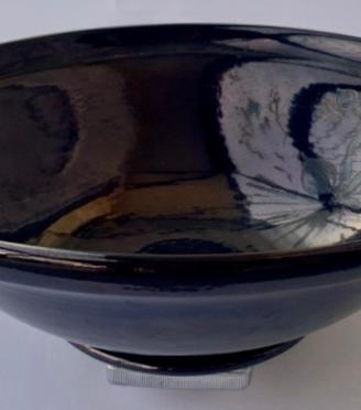 MPMelandri Faenza-Coppa ceramica lustro nero 26 cm