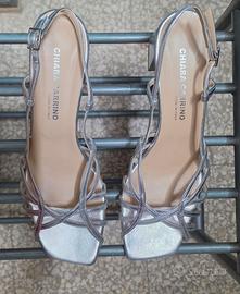 Scarpe donna con tacco colore argento
