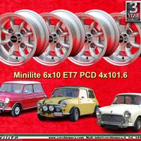 4 pz cerchi Mini Minilite 6x10 ET-7 4x101.6