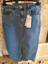 gonna di jeans con spacco avanti 