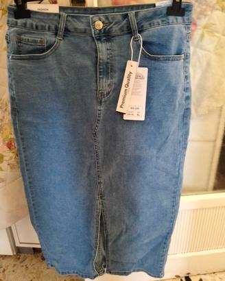 gonna di jeans con spacco avanti 