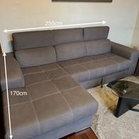 Divano letto angolare con penisola+tavolino