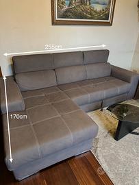 Divano letto angolare con penisola+tavolino