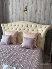 Testata letto in pelle beige