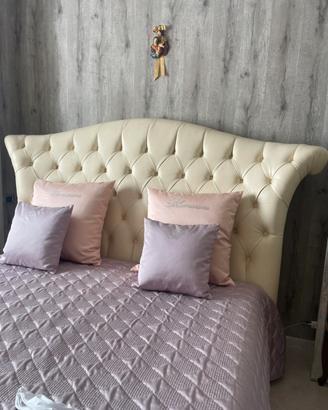 Testata letto in pelle beige
