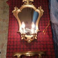 antica Specchiera con Mensola legno Intagliato xix