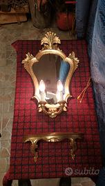 antica Specchiera con Mensola legno Intagliato xix