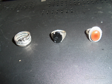 Tre anelli argento 800